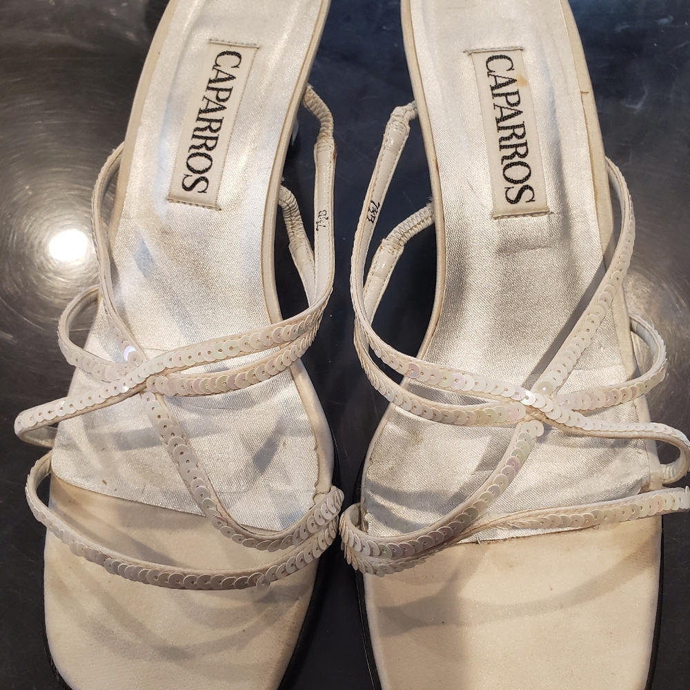 White sequined sandals Caparros